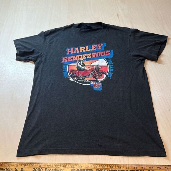 1985 HARLEY DAVIDSON RENDEZVOUS T SHIRT‎ MARIAVILLE NY RARE SINGLE STITCH SIZE S - Picture 1 of 6